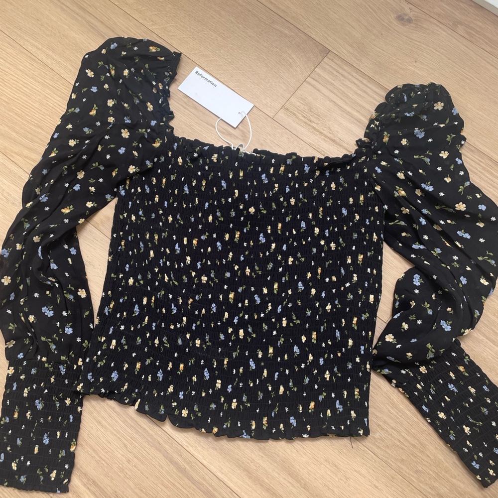 Reformation Pinto Posie Top NewWithTags Smocked Bodice Sz M